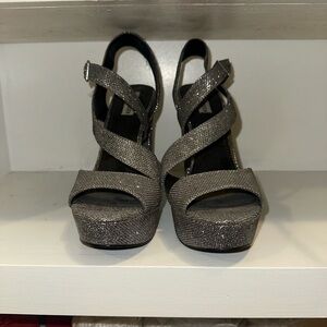 Steve Madden Glittering Silver Strappy Heels